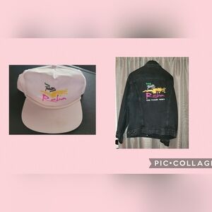 RARE like new  REBA MCENTIRE 90's TWISTER ON TOUR XL BLACK JEAN JACKET With HAT